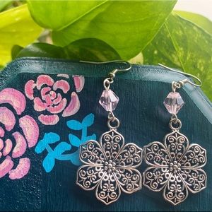 🌸2 for $24🌸 Large Pink Flower Charm Earrings